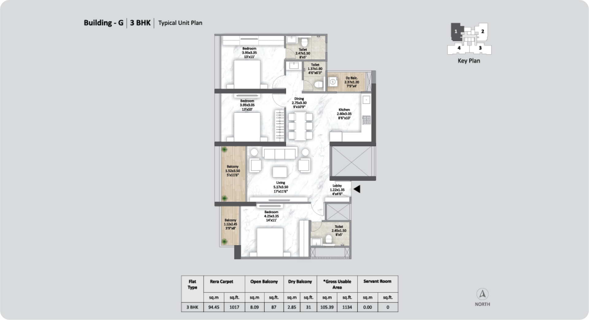 3 BHK - Building G