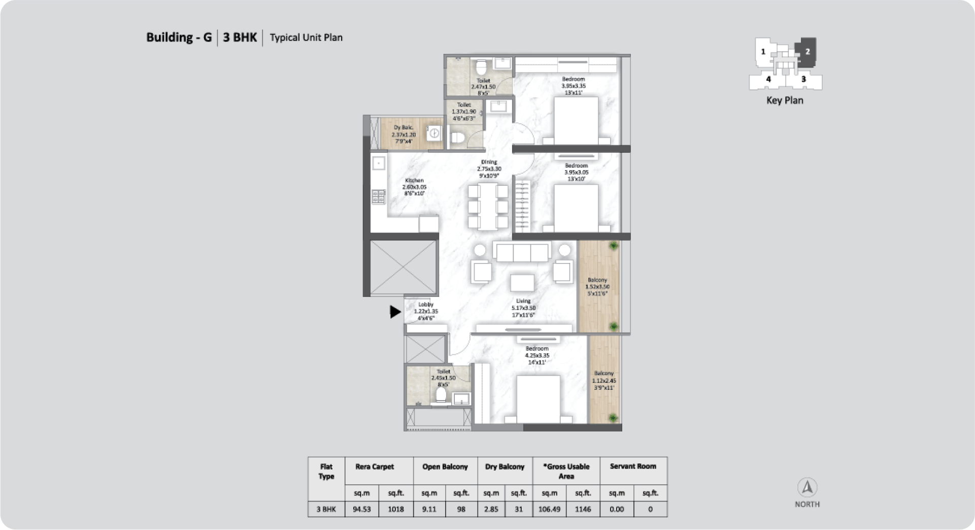 3 BHK - Building G